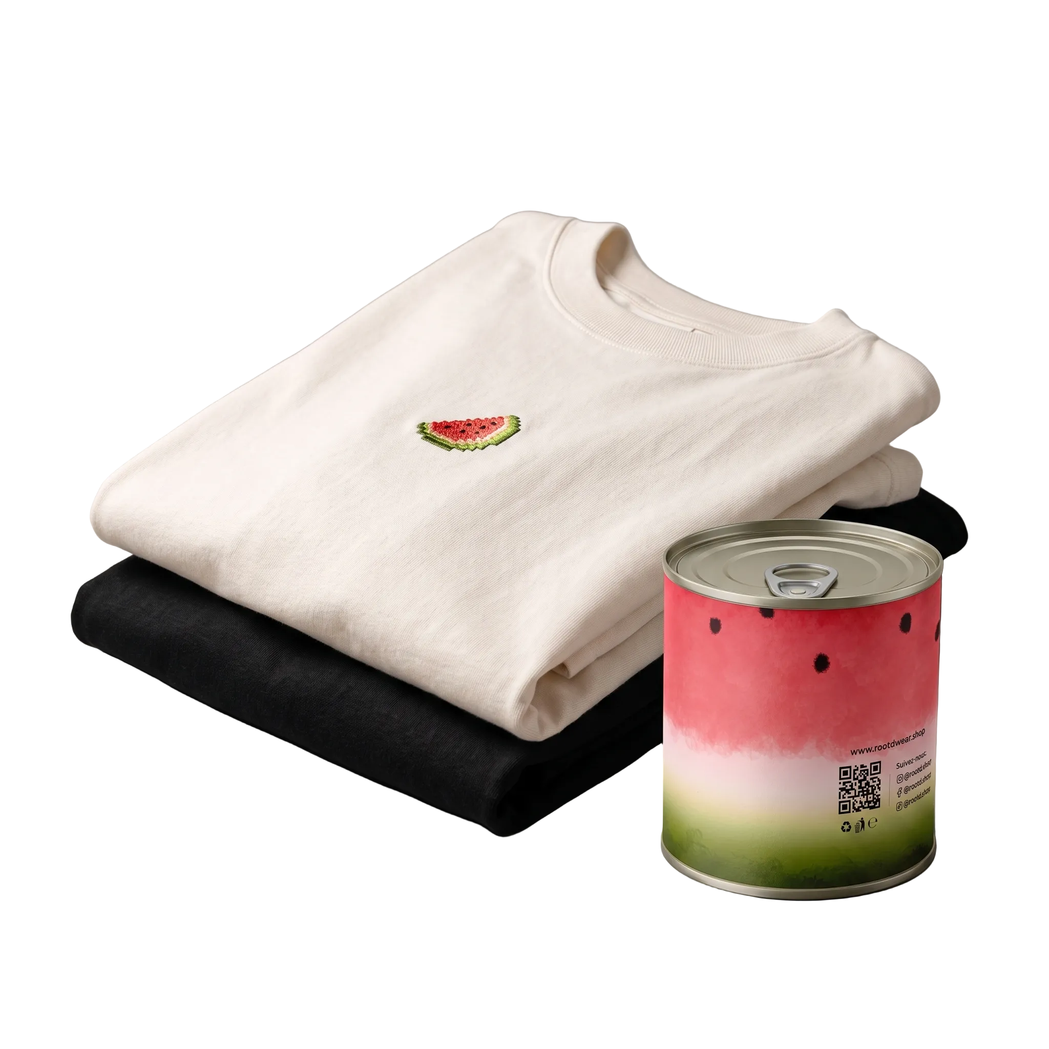 MELON | Oversize T-shirt Blanc Cassé / Noir + Boîte Plantable
