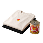 FLAME | Oversize T-shirt Blanc Cassé / Noir + Boîte Plantable
