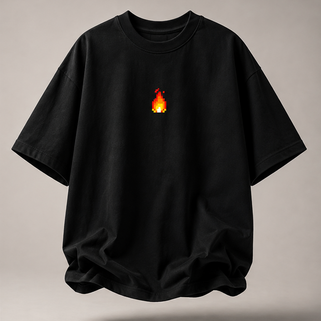 FLAME | Oversize T-shirt Blanc Cassé / Noir + Boîte Plantable