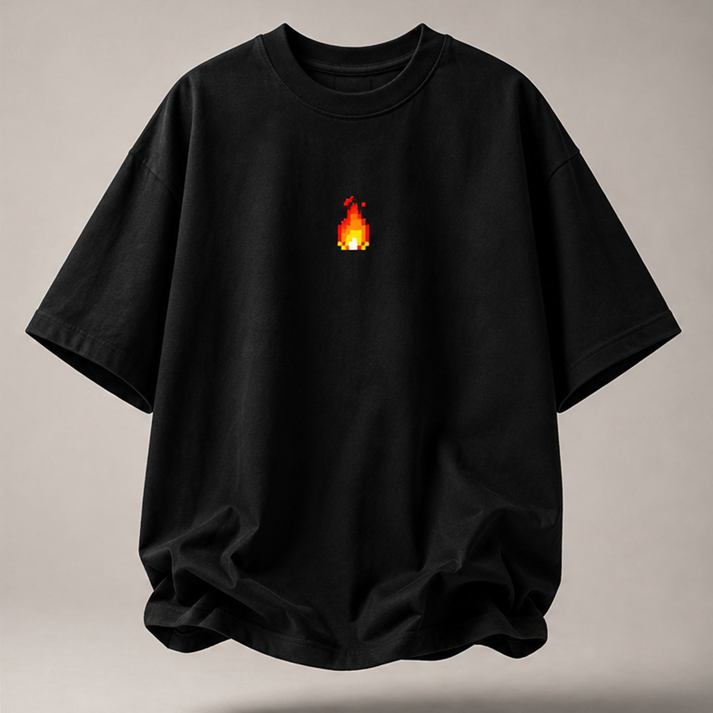 FLAME | Oversize T-shirt Blanc Cassé / Noir + Boîte Plantable