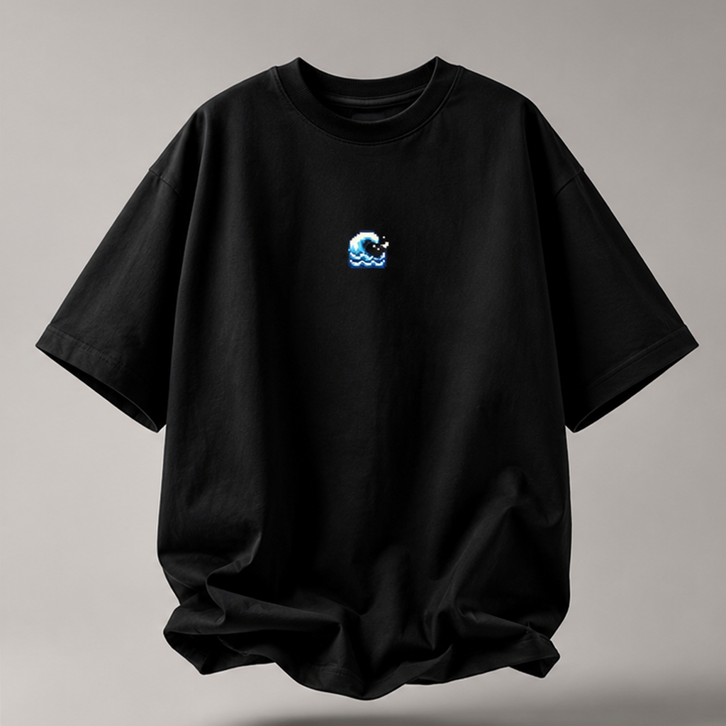 WAVY | Oversize T-shirt Blanc Cassé / Noir + Boîte Plantable