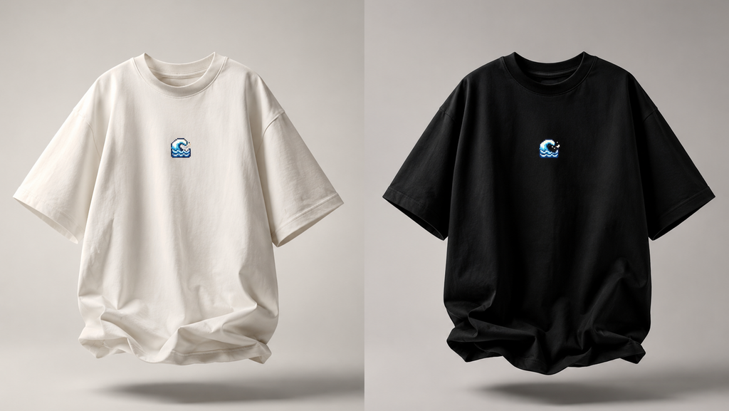 WAVY | Oversize T-shirt Blanc Cassé / Noir + Boîte Plantable
