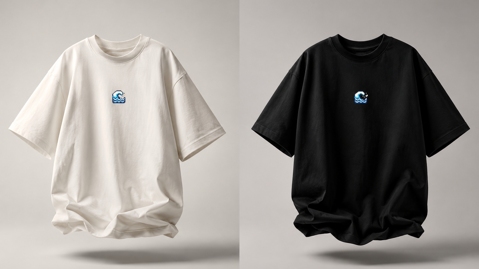 WAVY | Oversize T-shirt Blanc Cassé / Noir + Boîte Plantable